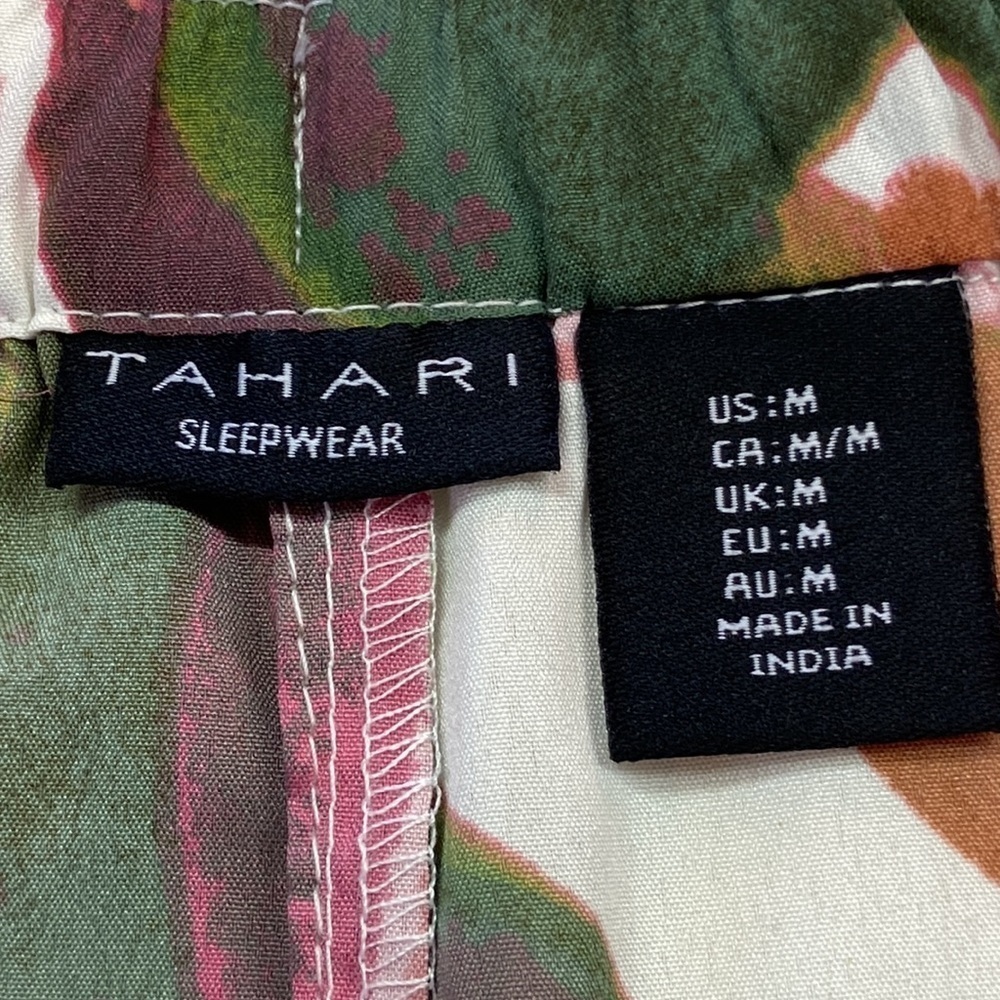 Tahari Sleepwear Set Shortsleeved Long Pants Leaf Print Pattern NWT Size M - Picture 7 of 15